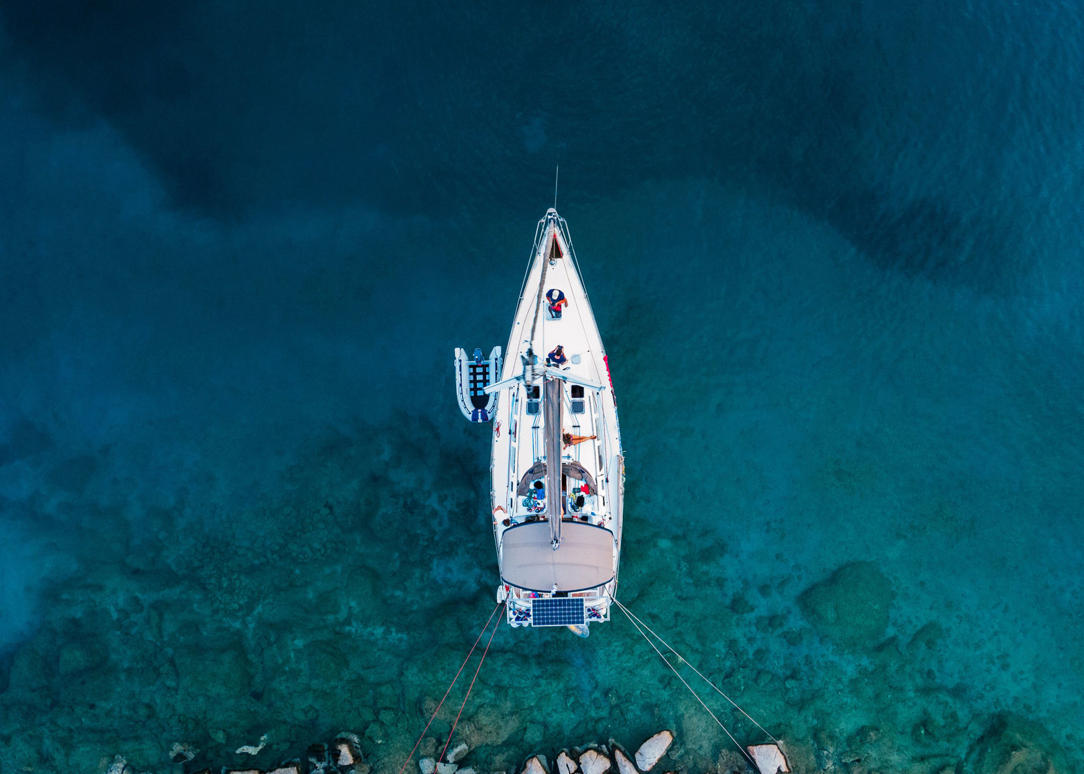 Dynamic Lives Yacht Aerial View Moored Rocks Christian De Stradis